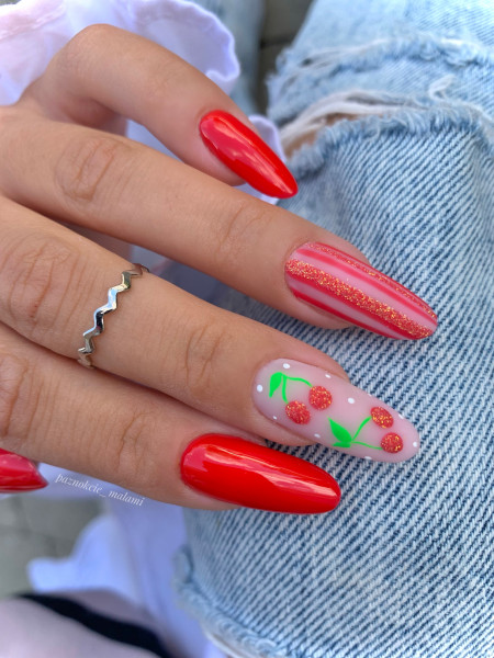 Paznokcie Fruits nails, cherry nails