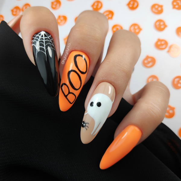 Paznokcie BOO!!! 🕸️🦇👻☠️ paznokcie na hallowen