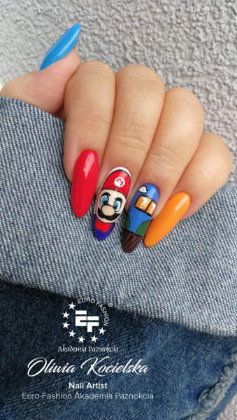 Paznokcie Stylizacja z Mario Bros ❤